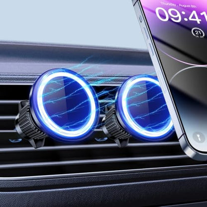 2 Magnetic Car Mounts for iPhone 18-12 with 2 MagSafe Stickers - color: Black4