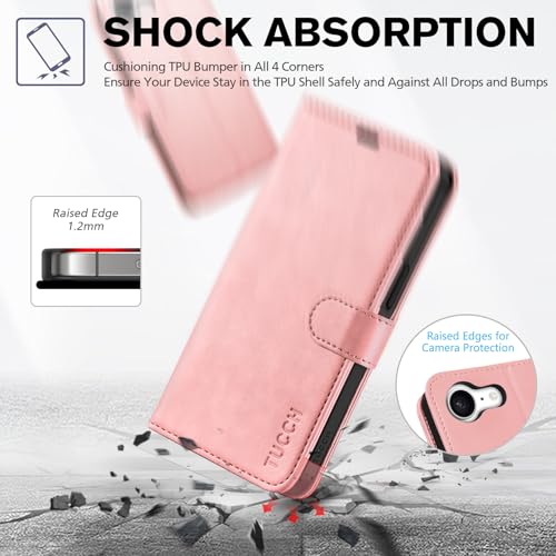 TUCCH Case Wallet for iPhone 17e 16e (6.1"), RFID Blocking Folio, Rose Gold | 4 Card Holders, Kickstand, PU Leather, Magnetic Closure, Shockproof TPU Shell, Protective Flip Cover - color: Rose Gold