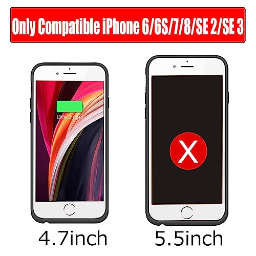 Battery Case for iPhone 6/6s/7/8/SE 2/SE 3, Enhanced 10000mAh High Capacity Portable Protective Charging Case Compatible with iPhone 6/6s/7/8/SE 2/SE 3 (4.0 inch) Extended Battery Charger Case (Black) - size: iPhone 6/6S/7/8/SE2/SE3