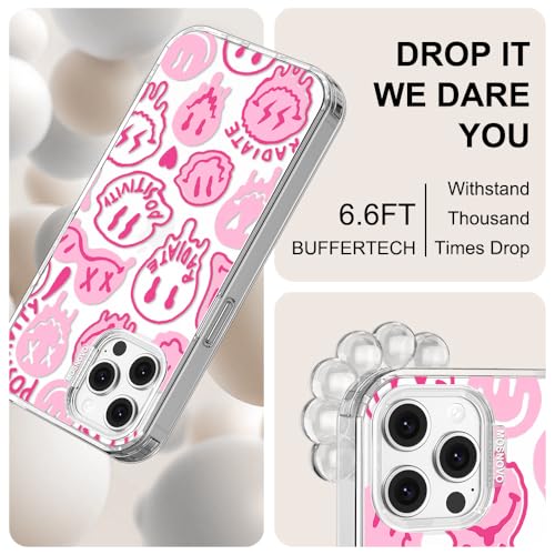 MOSNOVO Case for iPhone 12 & iPhone 12 Pro, [Buffertech 6.6ft Military-Grade Drop Protection] [Anti Peel Off Tech] Clear TPU Bumper Phone Case Cover Design - Pink Dripping Smiles - color: Clear - Pink Dripping Smiles, size: iPhone 12 / iPhone 12 Pro