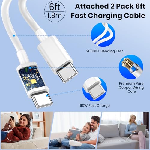iPhone 17 Pro Max Charger Fast Charging, 40W USB C Super Fast Charger - color: White, Single USB-C port, size: 6ft