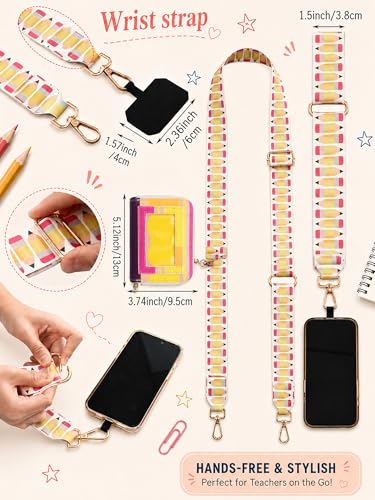 Woanger Teacher Phone Crossbody Lanyard with Wallet Pouch, Adjustable Clip Cell Phone Lanyard Back to School Teacher Gift - style: Pencil
