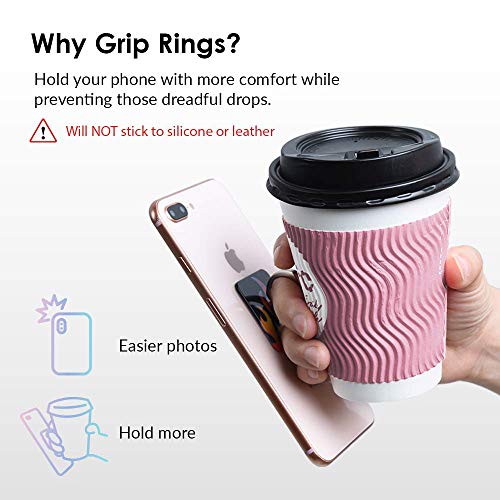 Velvet Caviar Cell Phone Ring Holder - Finger Ring & Stand - Improves Phone Grip Compatible with iPhone, Galaxy and Most Cases (Except Silicone/Leather) - Black Rose Gold Flower - color: Floral Rose Gold