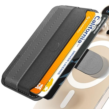 Sinjimoru Pull Tab Magnetic Wallet for MagSafe, Grip Band, Black - color: Band Black