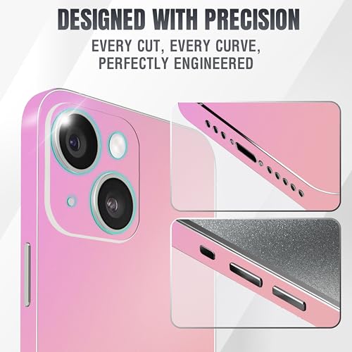 2Pcs Skin Wrap Compatible for iPhone 14 – Slim Decal Vinyl Protective Film for Sides & Back – Sleek Fit, Premium Look – Compatible with All iPhone 14 Cases - Iridescent Pink - color: Iridescent Pink