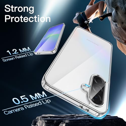 JETech Case for Samsung Galaxy A36, Anti-Yellowing, Clear | Shockproof Protection, Scratch Resistant Hard PC Back, Durable Transparent TPU Bumper - color: Clear, size: Galaxy A36