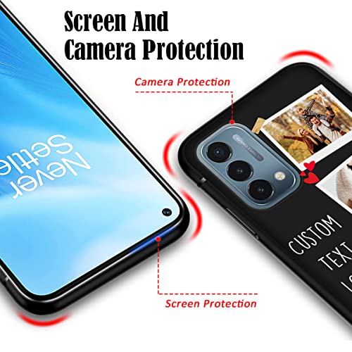 Custom Phone Case for OnePlus Nord N200 5G Multi-Picture Collage Name, Customized Personalized Phone Cover Anti-Scratch Soft Protective TPU Black Thin Cases 6.49-inch - color: Black 03 - Sticker, 4 Photos Text