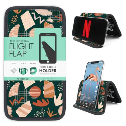 Flight Flap Airplane Phone Holder - Foldable Phone Stand for Plane Travel - color: Boho Green, size: Large