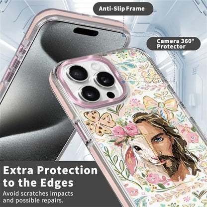 VisEnt Clear Case for iPhone 15 Pro, Magnetic Phone Case, Transparent Slim Cover, Military Grade Protection, Shockproof, Anti-Yellowing, Scratch Resistant, Christian Jesus Lamb - color: Christian Jesus Lamb, size: Iphone 15 Pro
