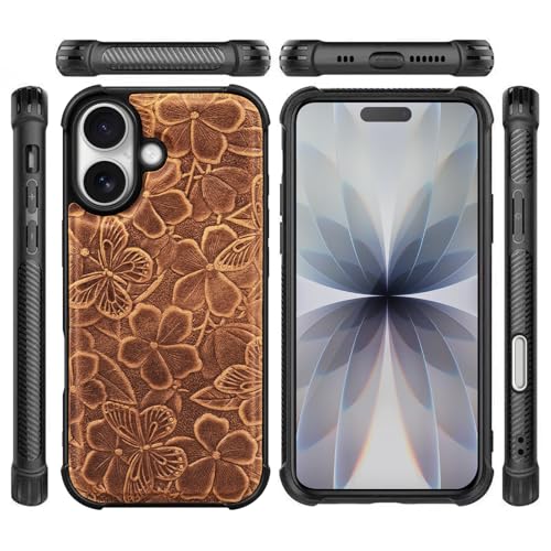 Genuine Leather Wallet Case for iPhone 17, Brown | 2-in-1 Magnetic Detachable, Flip Folio Cover, Card Slots, RFID Blocking, Shockproof Protection - color: Brown, size: 17 6.3‘’
