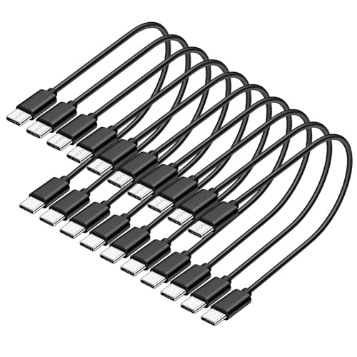 10 Pack Short Usbc to Usbc Cable, USB C to USB C Cable 1ft, Black