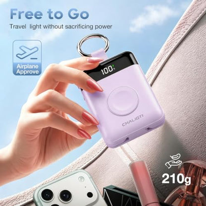 10000mAh Portable Charger,22.5W Power Bank&iWatch Charger,Purple