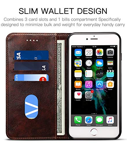 iPhone 8 Case, iPhone 7 Case, SINIANL Leather Wallet Folio Case Book Design Flip Cover with Stand and ID Credit Card Slot Magnetic Closure for iPhone 8/7 - color: Brown, size: iPhone 7 / 8 (4.7 inch)
