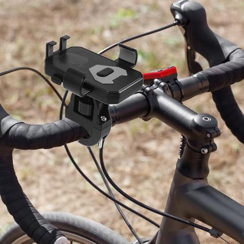 Sewroro Bike Phone Mount Holder with Anti-Shake Vibration Protection for Motorcycle and Bicycle Handlebar, Universal Mobile Phone Stand Compatible with Smartphones, Black