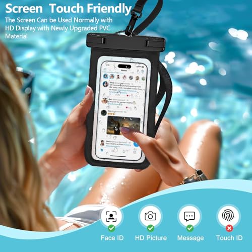 Waterproof Case Compatible with iPhone 14 Pro Max/13/12/11/XR/X/SE/8/7, Galaxy S22/S21 Google up to 7.5" IPX8 Dry Bag Vacation Essentials (Balck-4) - color: Balck-4
