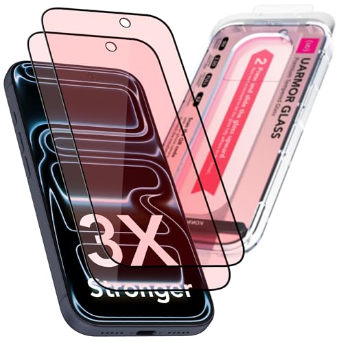 UARMOR Screen Protector for [iPhone 17 Pro Max] Red Light Converter, Anti-Blue Light, [3X Impact Resistance] 9H Tempered Glass with Easy Installation Kit, Full Edge Coverage Fit, [2 Pack] - size: iPhone 17 Pro Max