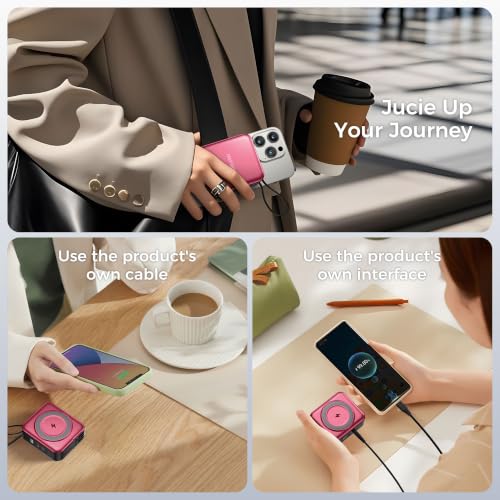 10000mAh Portable Charger Power Bank Built in Cables&Wall Plug - color: Red
