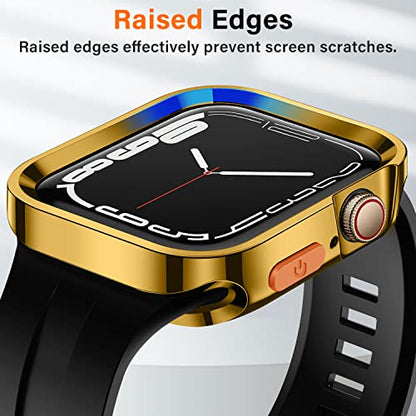 Amizee Rugged Case Compatible with Apple Watch Case Series 9/8/7 41mm SE 3/2/1 Series 6/5/4 40mm, Soft TPU Shockproof Bumper Drop Proof Protective Cover Compatible with iWatch - Plating Gold - color: Plating Gold, size: 40mm/41mm
