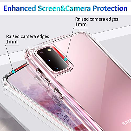 for Samsung Galaxy S20 Clear Case Anti-Yellowing TPU & PC Back Cover with Camera Protection, Wireless Charging Compatible