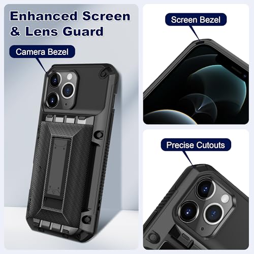 SAMONPOW for iPhone 12 Pro Max Case Wallet with Card Holder [4 Cards] & Stand & Military-Grade Protection Heavy Duty Shockproof Hidden Card Slot Wallet Phone Case for iPhone 12 Pro Max for Women Men - size: for iPhone 12 Pro Max