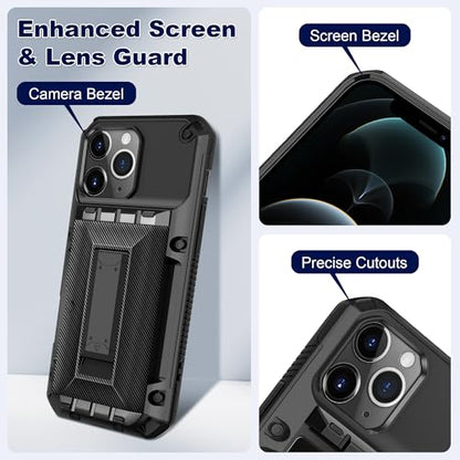 SAMONPOW for iPhone 12 Pro Max Case Wallet with Card Holder [4 Cards] & Stand & Military-Grade Protection Heavy Duty Shockproof Hidden Card Slot Wallet Phone Case for iPhone 12 Pro Max for Women Men - size: for iPhone 12 Pro Max