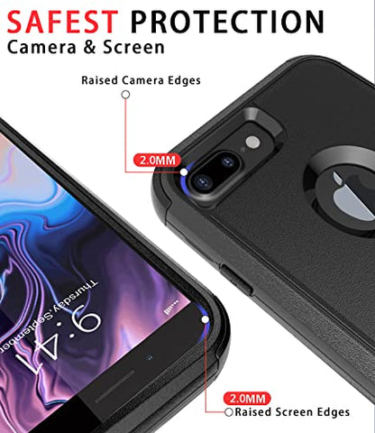 Diverbox Case [Shockproof] [Dropproof] [Dust-Proof],Heavy Duty Protection Phone Cover for Apple iPhone 8 Plus & 7 Plus (Black) - color: Black
