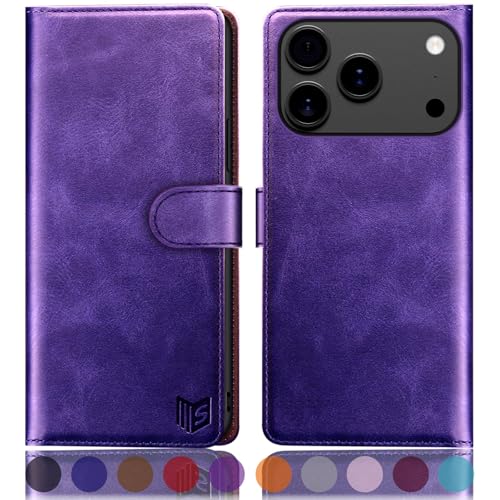 SUANPOT Compatible with iPhone 17 Pro 6.3" Wallet case with RFID Blocking Credit Card Holder,Flip Book PU Leather Protective Cover Women Men for Apple 17 Pro Phone case Purple - color: Purple, size: iPhone 17 Pro 6.3"