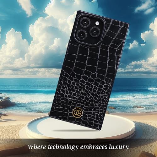 COCOMII Rectangle for iPhone 15 Pro Case, Black Crocodile Leather | Compatible with MagSafe Wireless Charging, Shockproof 10ft Drop Protection, Camera & Screen Protection, Premium Glossy Finish - color: Black Crocodile Leather, size: iPhone 15 Pro (6.1")