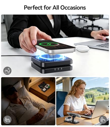 Wireless Charger for iPhone, 3-in-1 Magnetic Charging Station for Apple - color: Black