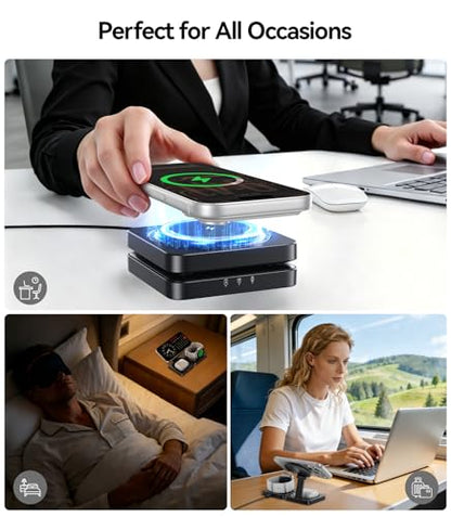 Wireless Charger for iPhone, 3-in-1 Magnetic Charging Station for Apple - color: Black