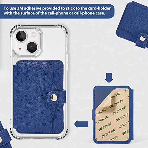 M-Plateau Slim Leather Phone Wallet Stick on With Adhesive Sticker - color: Navy Blue