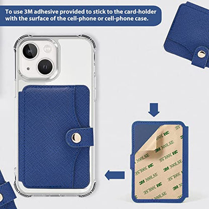 M-Plateau Slim Leather Phone Wallet Stick on With Adhesive Sticker - color: Navy Blue