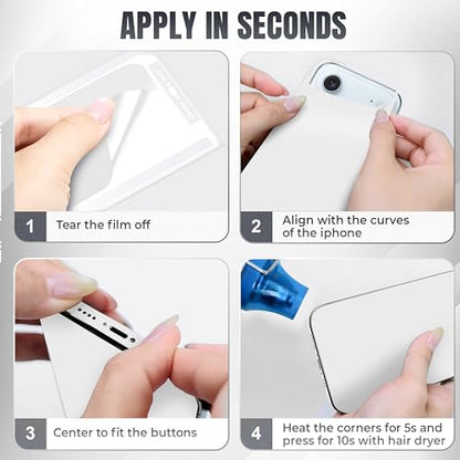 2Pcs Skin Wrap Compatible for iPhone 17 Air – Slim Decal Vinyl Protective Film for Sides & Back – Sleek Fit, Premium Look – Compatible with All iPhone 17 Air Cases - White - color: White