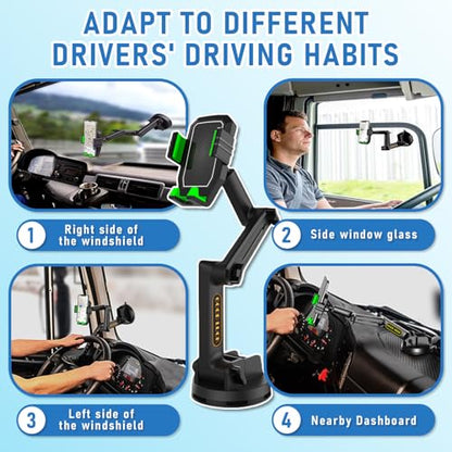 WUITIN Heavy Duty Phone Holder - Long Arm, Anti-Shake Suction Cup, Compatible with All Phones & Vehicles