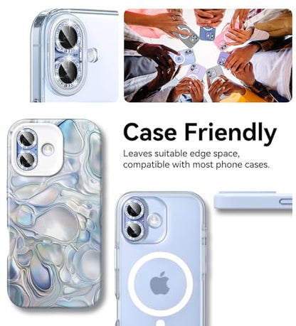 Matekxy for iPhone 17 Camera Lens Protector Glitter Individual Cover - color: Mist Blue