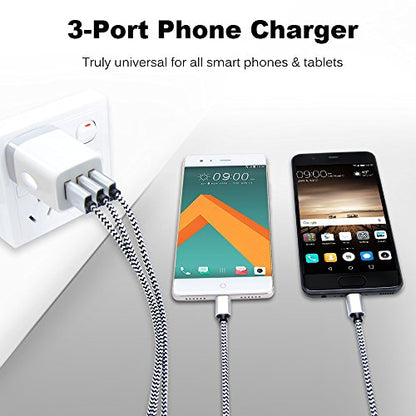 USB Wall Charger,Sicodo 3-Port Travel Smartphone Quick Charger 2 Pack 3.1Am - color: White