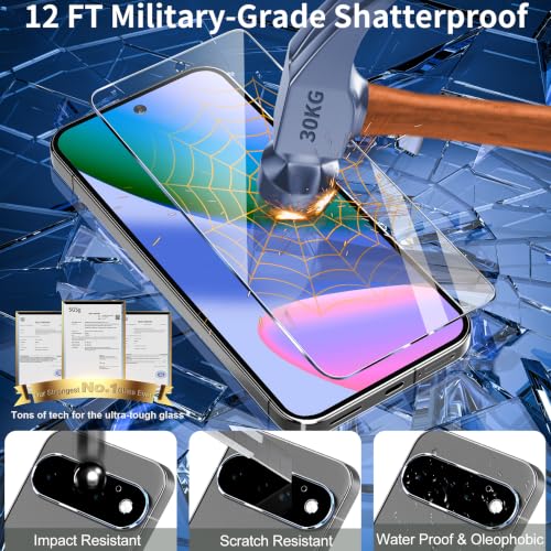 letosan 3 Pack for Google Pixel 11 Pro Screen Protector Tempered Glass + 3 Pack Camera Lens Protector, Military Grade Shatterproof, 9H Hardness, Fingerprint Unlock,Case Friendly 6.3 Inch - size: Pixel 11 Pro 6.3 Inch