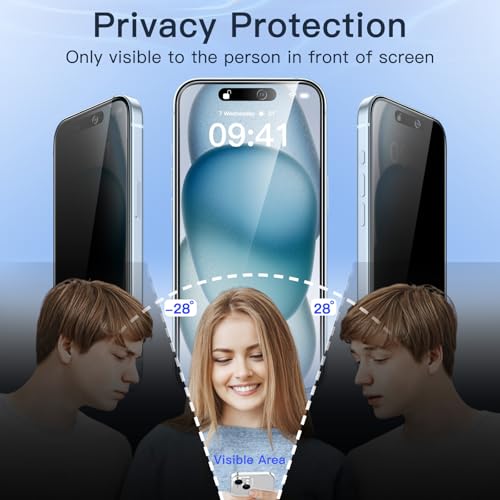 JETech Privacy Screen Protector for iPhone 15 Plus, 2-Pack - size: iPhone 15 Plus