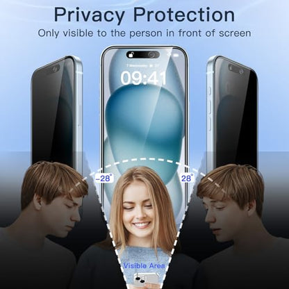 JETech Privacy Screen Protector for iPhone 15 Plus, 2-Pack - size: iPhone 15 Plus