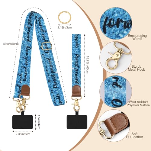 TiMOVO Phone Lanyard Crossbody Wrist Strap, Adjustable Anti-Theft Phone Strap for All Phone Case, lanyard for Women and Men - color: Blue+black Letter