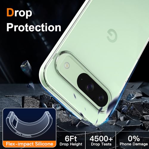 Silicone Clear Google Pixel 9/9 Pro Case, Ultra Thin with Comfort Grip | Soft Slim-Fit TPU Pixel 9/9 Pro Phone Cover,Non-Slip,Shockproof Protection,Scrath-Resistant - size: Pixel 9-9 pro case