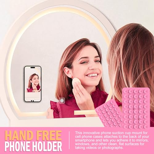 Double Sided Silicone Suction Phone Holder Mount, Silicon Accessory for iPhone and Android, Hands-Free Mirror Shower Phone Holder, TikTok Videos and Selfies (Combo G) - color: Combo G
