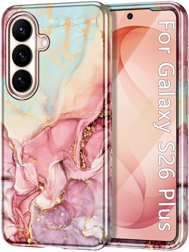 Btscase for Samsung Galaxy S26 Plus Case, [Military Grade Drop Tested] Marble Pattern Design Slim Rugged Shockproof Women Girls Men Protective Anti-Scratch Cover, All Rose Gold - color: All Rose Gold, size: Samsung Galaxy S26 Plus