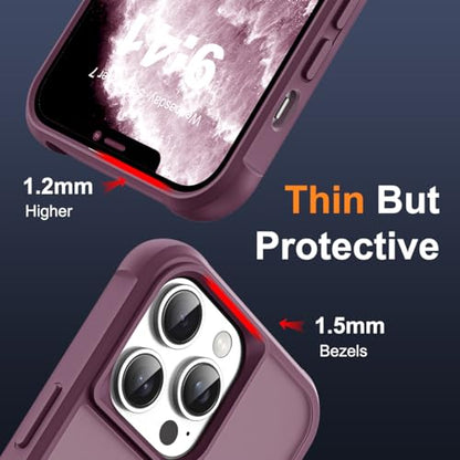 SKYLMW Compatible with iPhone 11 Pro Max Case with Stand,Wine Red | iPhone 11 Pro Max Phone Case 6.5",Magnetic Ring Stand,Compatible with MagSafe,Military-Grade Protection,Great Grip Feeling - color: Wine Red, size: Iphone 11 Pro Max