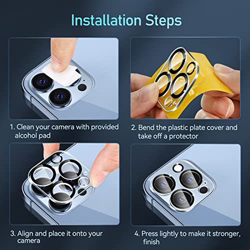 ivoler Camera Lens Protector for iPhone 13 Pro Max 6.7"/13 Pro 6.1", 4 Pack - size: iPhone 13 Pro Max 6.7”/13 Pro 6.1”