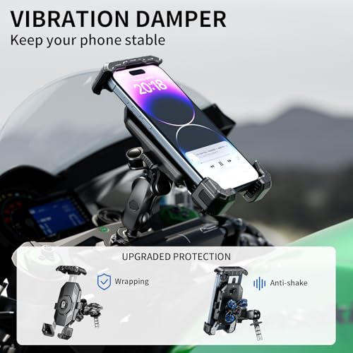 Kewig Motorcycle Fork Stem Phone Mount Holer with Vibration Dampener