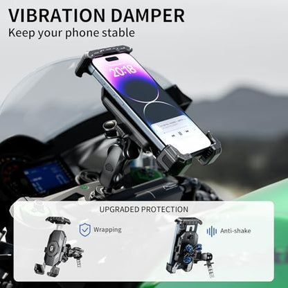 Kewig Motorcycle Fork Stem Phone Mount Holer with Vibration Dampener