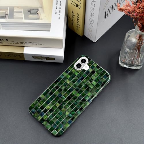 DJSOK Compatible with iPhone 16,Glossy PC Anti-Scratch Shockproof Case - Aesthetic Toned Tiles Green Glass - color: Aesthetic Toned Tiles Green Glass, size: iPhone 16