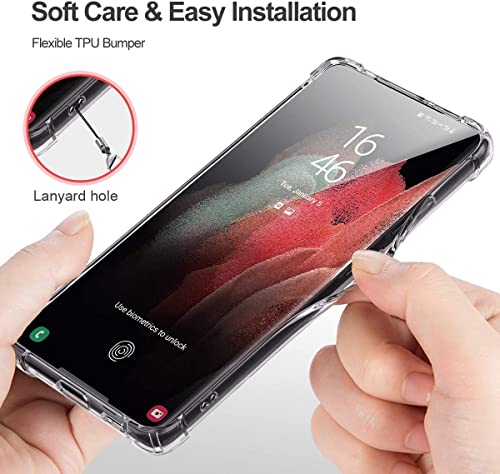 KIOMY Clear Case for Samsung Galaxy S21 Ultra 5G Hybrid Design Shockproof Bumper Protective Cell Phone Back Cover Hard PC Back + Flexible TPU Raised Bezel with Airbags Corners