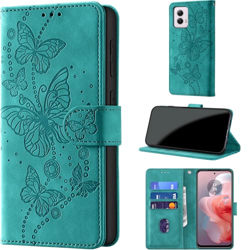 Case Wallet for Motorola Moto G Power 5G 2024, Turquoise | RFID Blocking, 3 Card Holder Stand, Shockproof TPU Shell, PU Leather Magnetic Closure, 6.7-inch - color: Turquoise